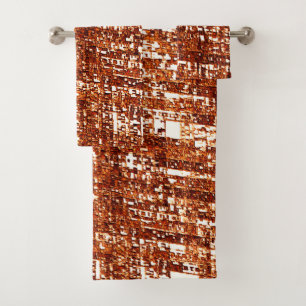 Cross lines and rusty square notch bath towel set