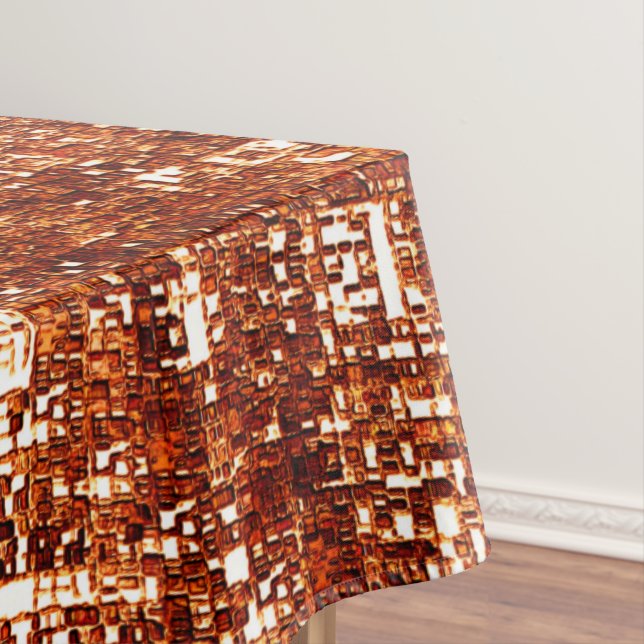 Cross lines and rusty square notch tablecloth (In Situ)