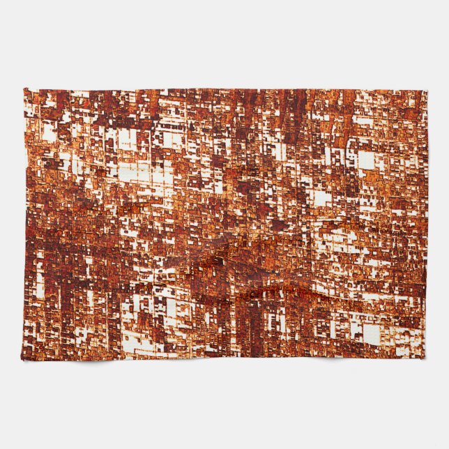 Cross lines and rusty square notch tea towel (Horizontal)