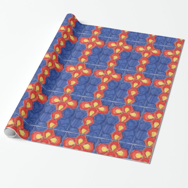 Cross Motif Glossy Wrapping Paper (Unrolled)