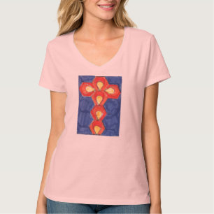 Cross Motif Hanes Nano V-Neck T-Shirt
