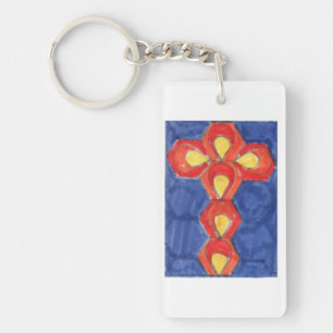 Cross Motif Rectangular Keychain