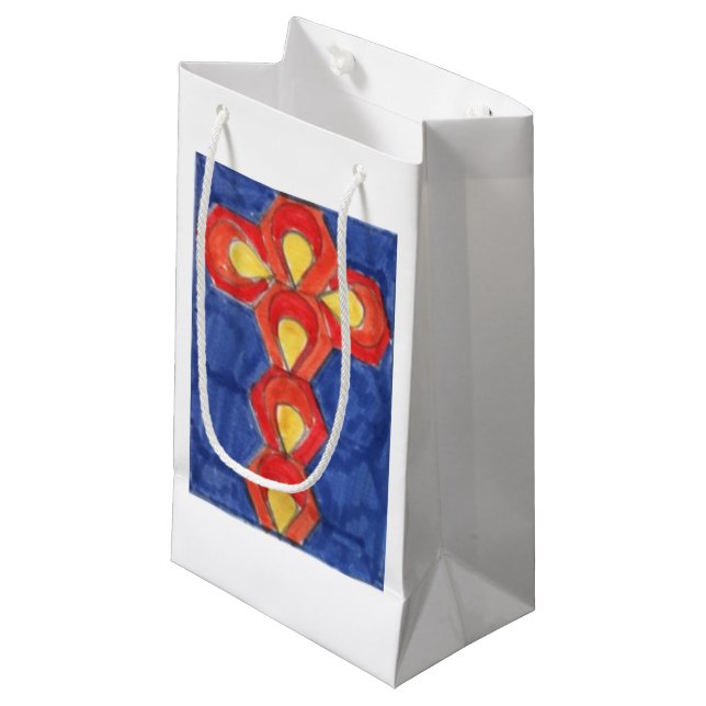 Cross Motif Small Glossy Gift Bag (Front Angled)