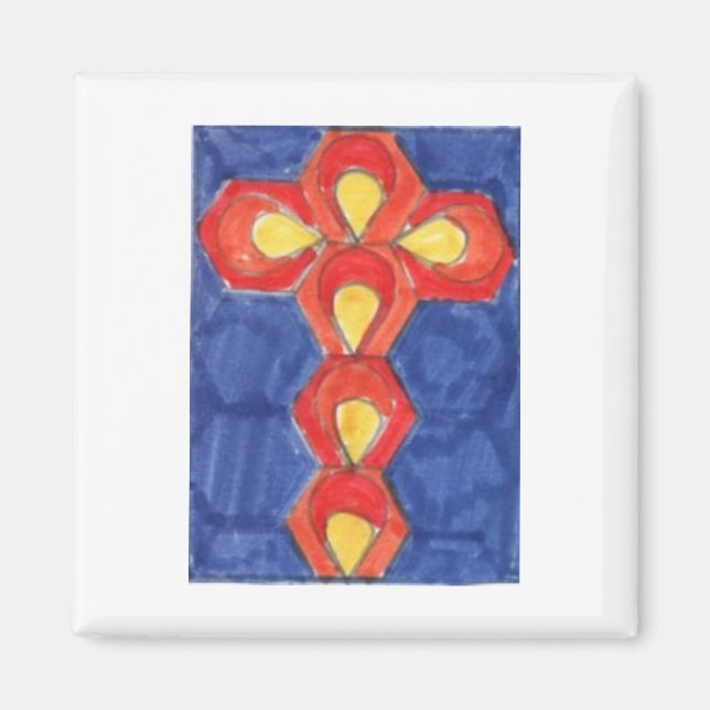Cross Motif Square Magnet (Front)