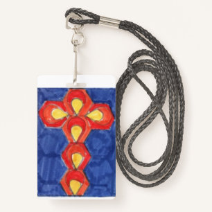 Cross Motif Vertical  Lanyard ID Badge