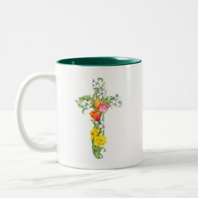 Cross Mug - Daffodil and Tulip (Left)