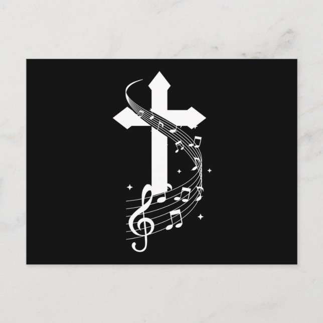 Cross Music Notes Musician Singer Singing Gift Postcard (Front)