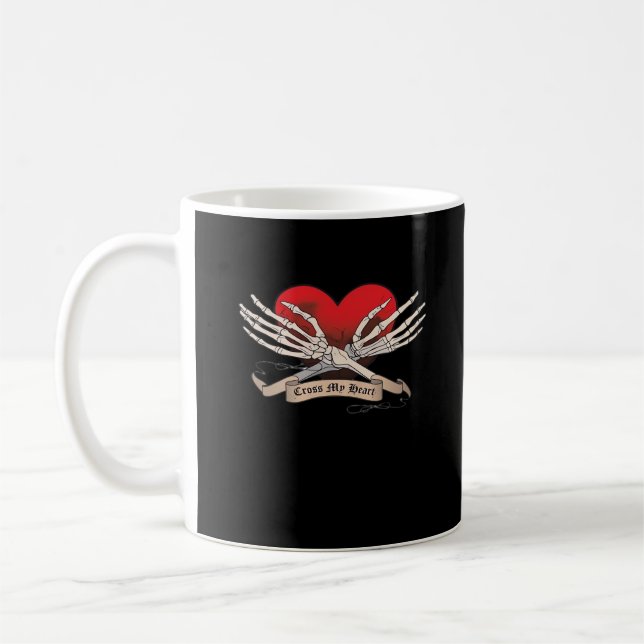 Cross My Heart (Hope To Die) - Skeleton Hands Hear Coffee Mug (Left)