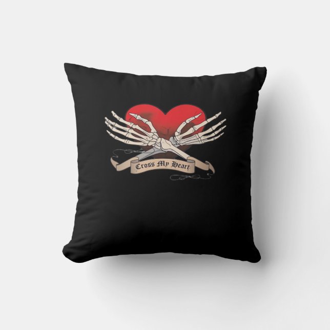 Cross My Heart (Hope To Die) - Skeleton Hands Hear Cushion (Front)