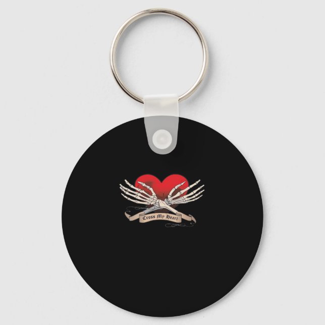 Cross My Heart (Hope To Die) - Skeleton Hands Hear Key Ring (Front)