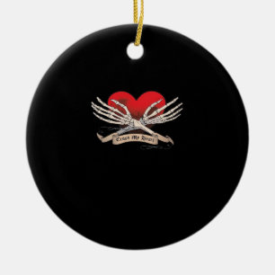 Cross My Heart Hope To Die Skeleton Hands Hearts Ceramic Tree Decoration