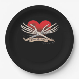 Cross My Heart Hope To Die Skeleton Hands Hearts Paper Plate