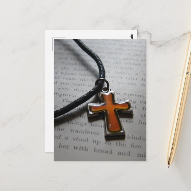Cross Necklace Still Life  Postcard (Front/Back In Situ)