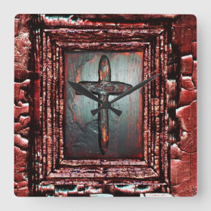 Cross of Blood Square Wall Clock
