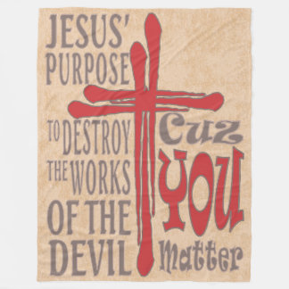 Cross of Christ Red Blood Drops Cuz You Matter Fleece Blanket