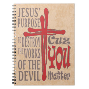 Cross of Christ Red Blood Drops Cuz You Matter Notebook