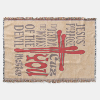 Cross of Christ Red Blood Drops Cuz You Matter Throw Blanket