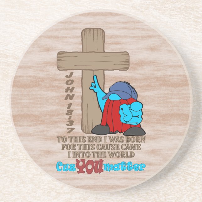 Cross of Christ Rufus Inspirational Words Coaster (Front)
