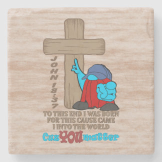 Cross of Christ Rufus Inspirational Words Stone Coaster