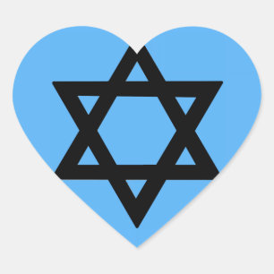 Cross of David on Sky Blue Background Heart Sticker