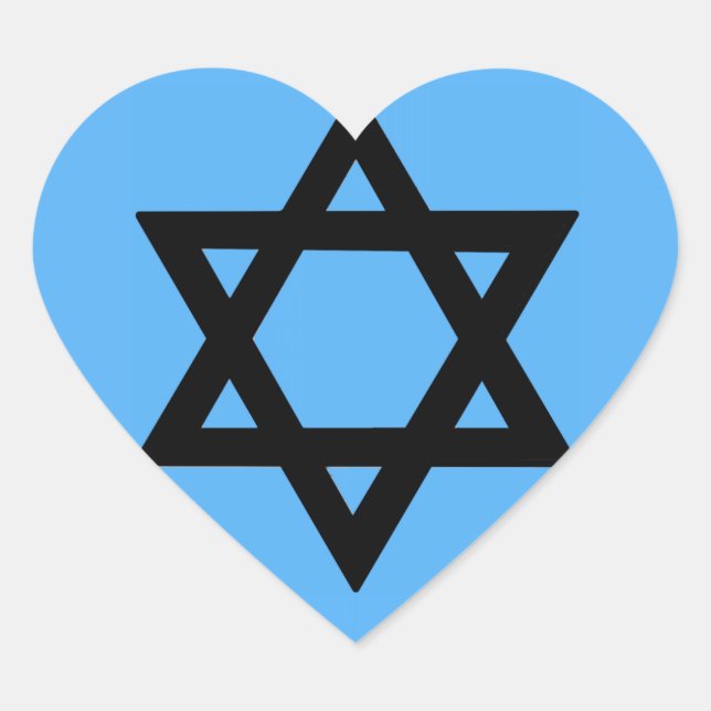Cross of David on Sky Blue Background Heart Sticker (Front)