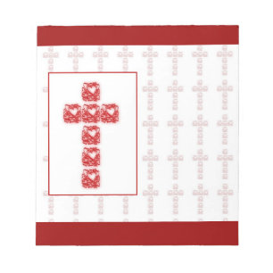 Cross Of Hearts On Red Notepad