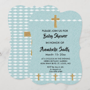 Cross of Light Jesus Christ Baby Shower Invitation