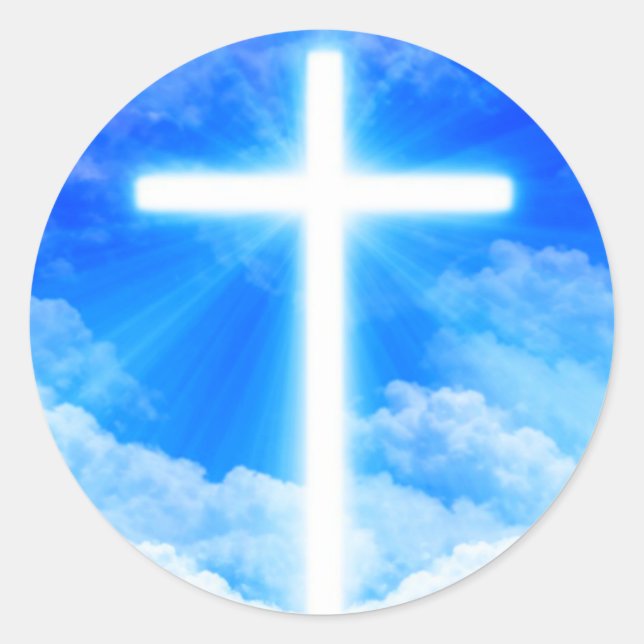 Cross of Light Jesus Christ Customisable Christian Classic Round Sticker (Front)