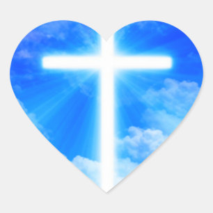 Cross of Light Jesus Christ Customisable Christian Heart Sticker