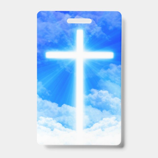 Cross of Light Jesus Christ Customisable Christian ID Badge (Front)