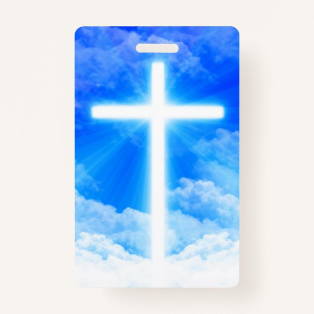 Cross of Light Jesus Christ Customisable Christian ID Badge (Front)