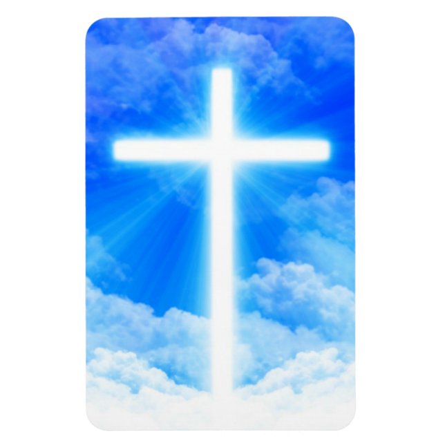 Cross of Light Jesus Christ Customisable Christian Magnet (Vertical)