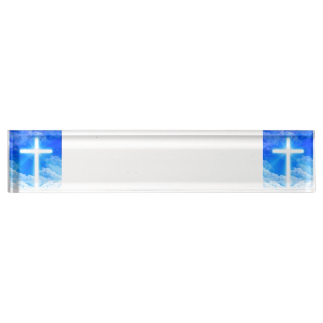 Cross of Light Jesus Christ Customisable Christian Nameplate (Front)