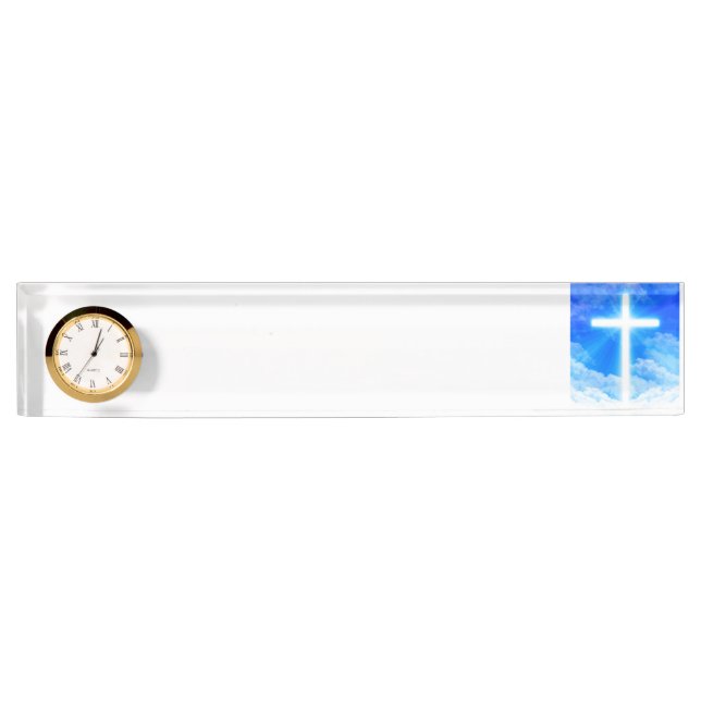 Cross of Light Jesus Christ Customisable Christian Nameplate (Front)