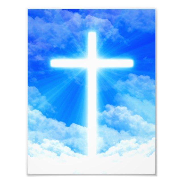 Cross of Light Jesus Christ Customisable Christian Photo Print (Front)