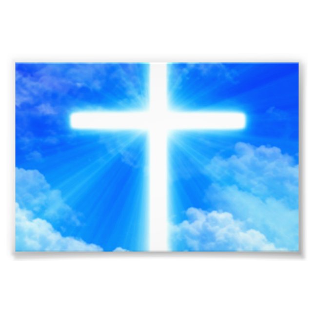 Cross of Light Jesus Christ Customisable Christian Photo Print (Front)