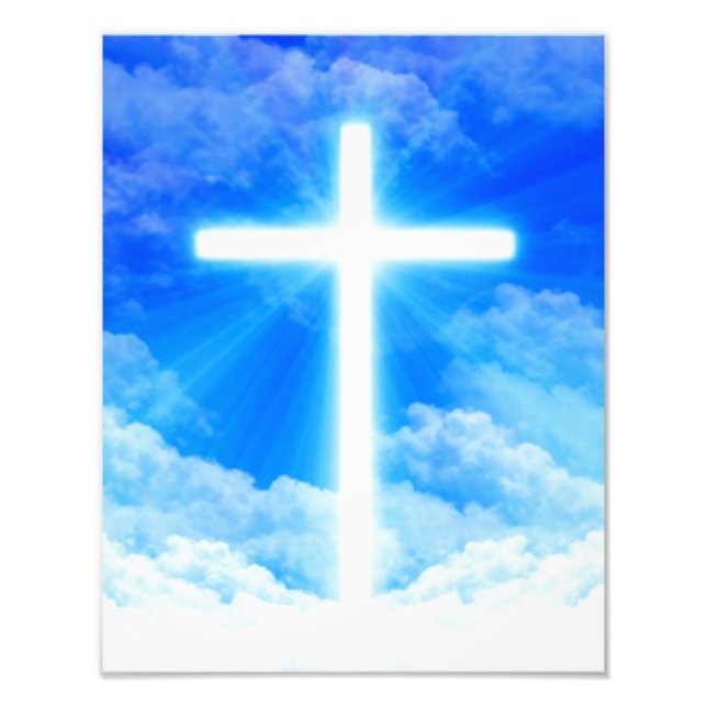 Cross of Light Jesus Christ Customisable Christian Photo Print (Front)