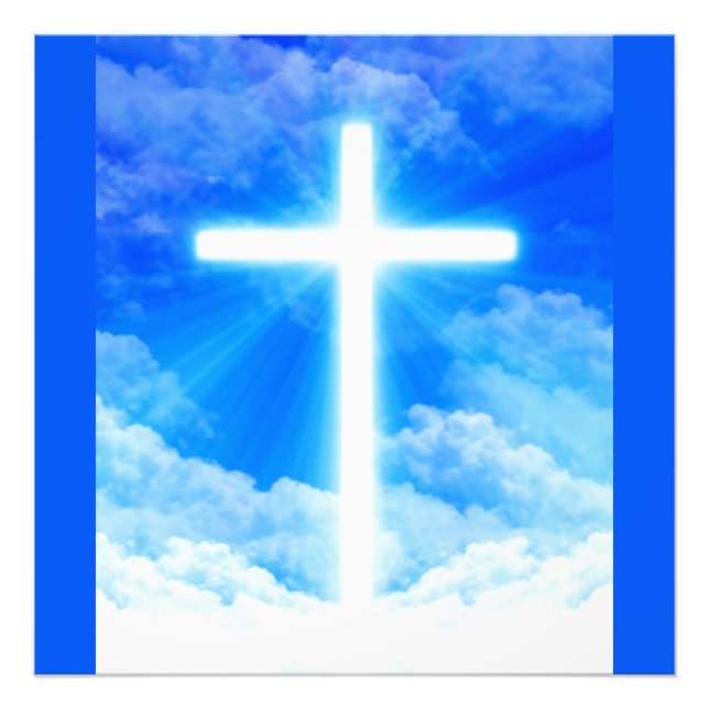 Cross of Light Jesus Christ Customisable Christian Photo Print (Front)