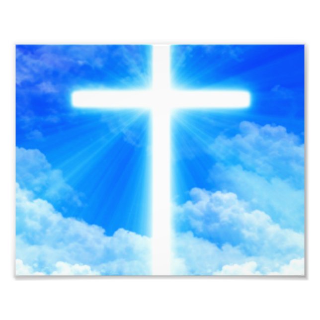 Cross of Light Jesus Christ Customisable Christian Photo Print (Front)
