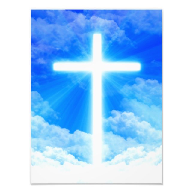 Cross of Light Jesus Christ Customisable Christian Photo Print (Front)