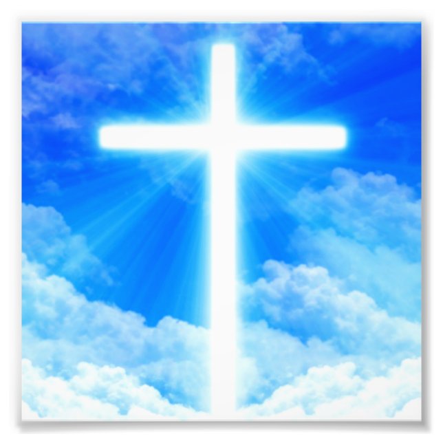 Cross of Light Jesus Christ Customisable Christian Photo Print (Front)