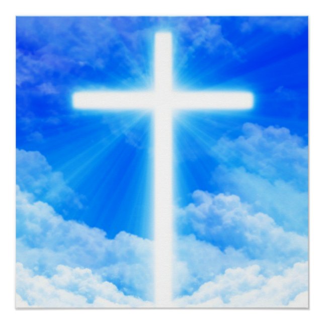 Cross of Light Jesus Christ Customisable Christian Poster (Front)