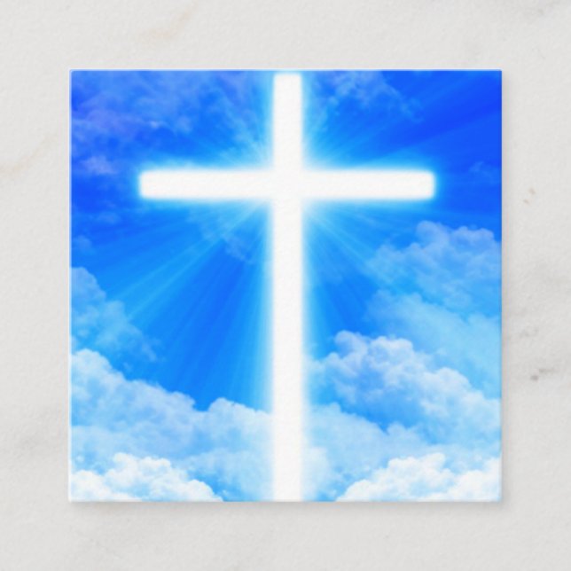 Cross of Light Jesus Christ Customisable Christian Square Business Card (Front)