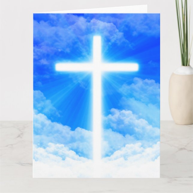 Cross of Light Jesus Christ Customisable Christian Thank You Card (Front)