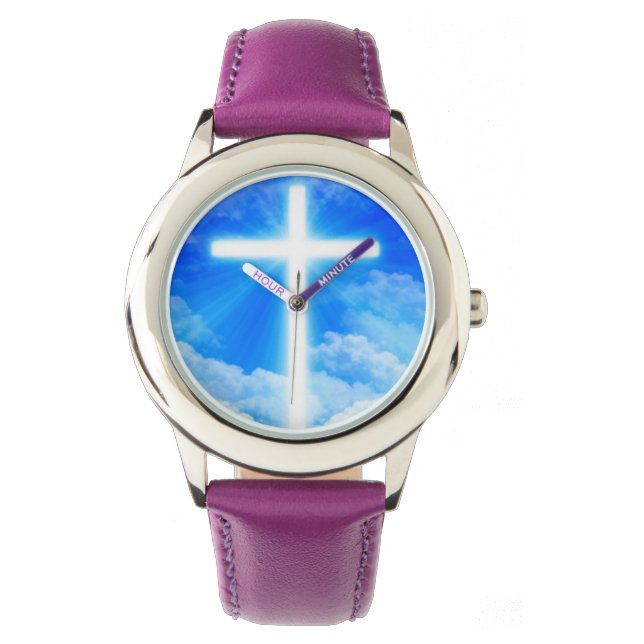Cross of Light Jesus Christ Customisable Christian Watch (Front)