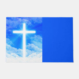 Cross of Light Jesus Christ Customizable Christian Doormat