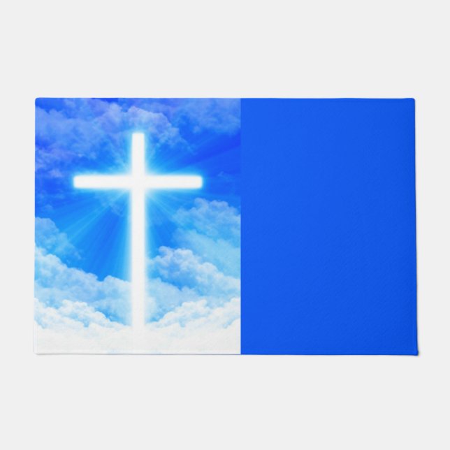 Cross of Light Jesus Christ Customizable Christian Doormat (Front)