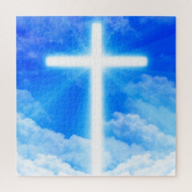 Cross of Light Jesus Christ Customizable Christian Jigsaw Puzzle (Vertical)