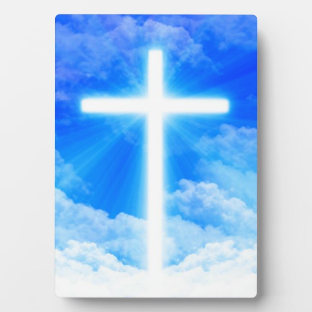 Cross of Light Jesus Christ Customizable Christian Plaque (Front)
