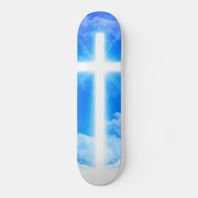 Cross of Light Jesus Christ Customizable Christian Skateboard (Front)
